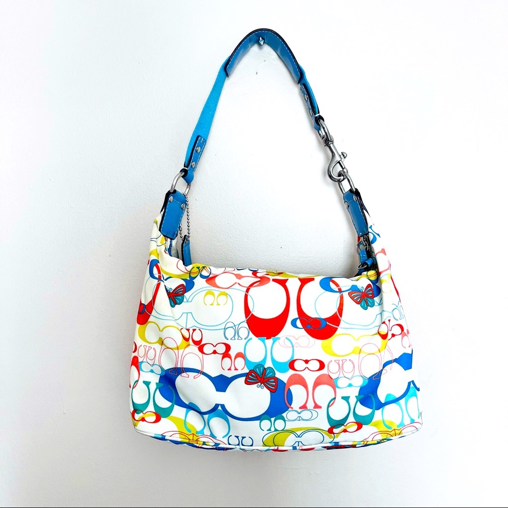 Coach Colorful Logo Shoulder Bag with Blue Strap
